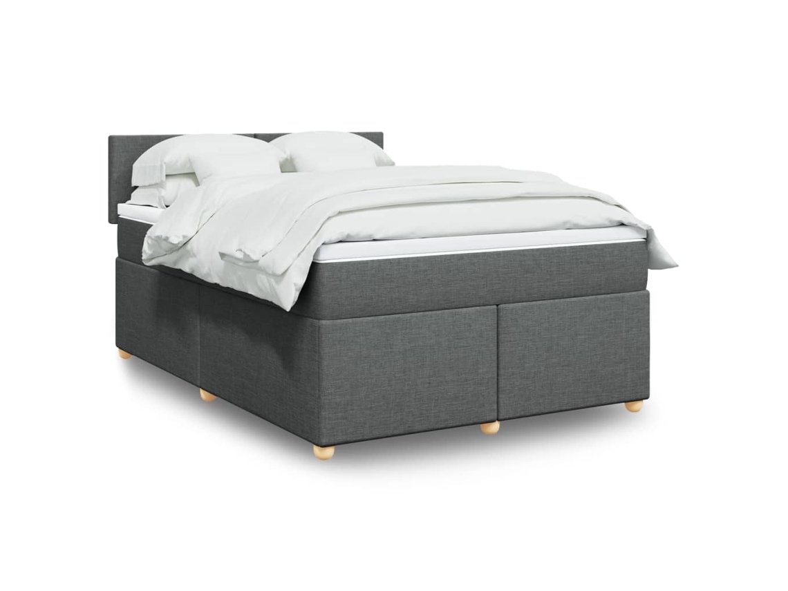 Vidaxl Cama Com Molas/colchão 140x200 Cm Tecido Cinzento-escuro