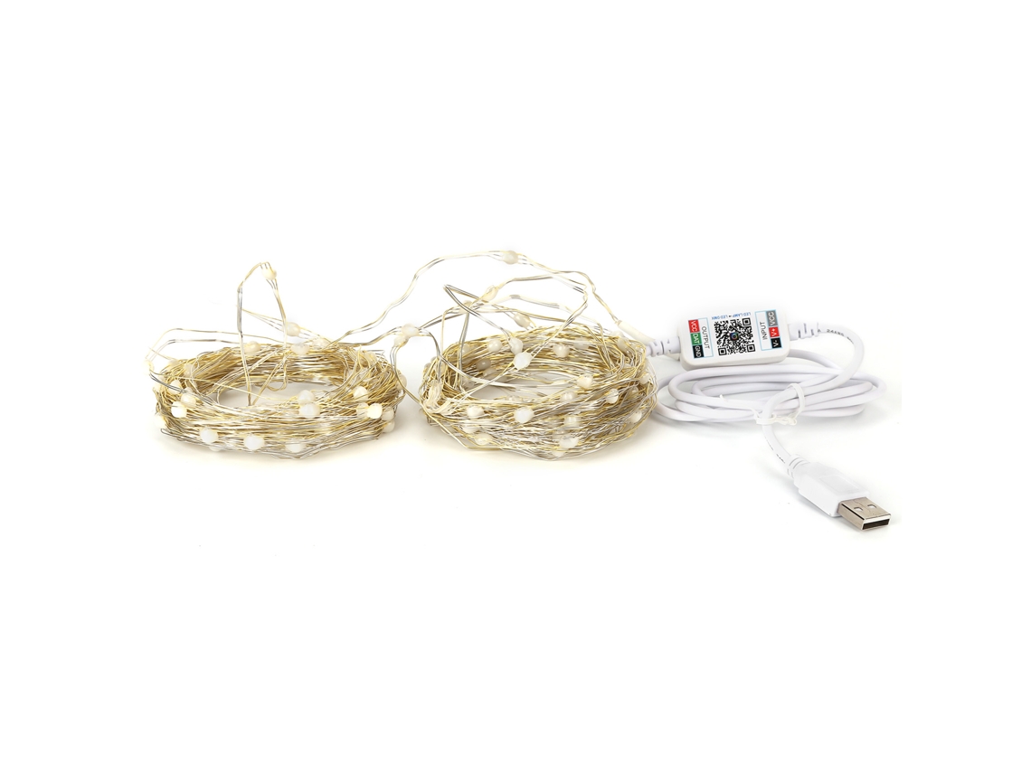 Luz de Cadeia 20m 200led Rgbw Controle App Bluetooth Música Usb Ip45