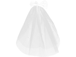 Véu De Noiva Chiffon Branco Com Laço Cachorro