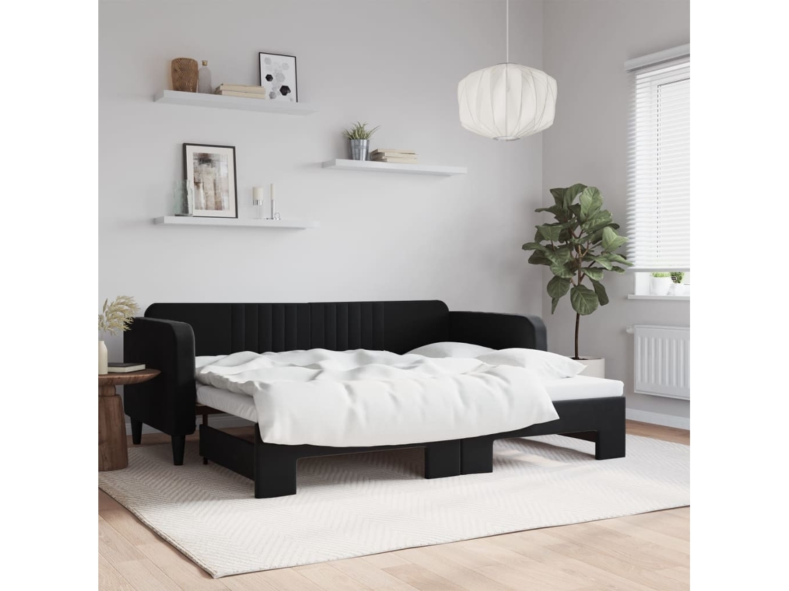 Vidaxl Sofá-cama Com Gavetão 90x200 Cm Veludo Preto