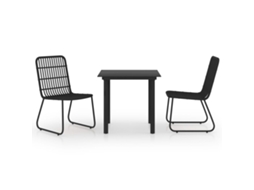 Dining Set, Dining Sets Vidaxl Preto Rattan / Vime (mesa Com 80 Cm De Comprimento)
