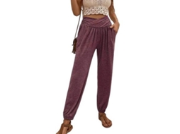 2026 pantalones de Yoga para Mulheres Soltos com Bolsos para Treinamento e Pijama Confortáveis L Morado
