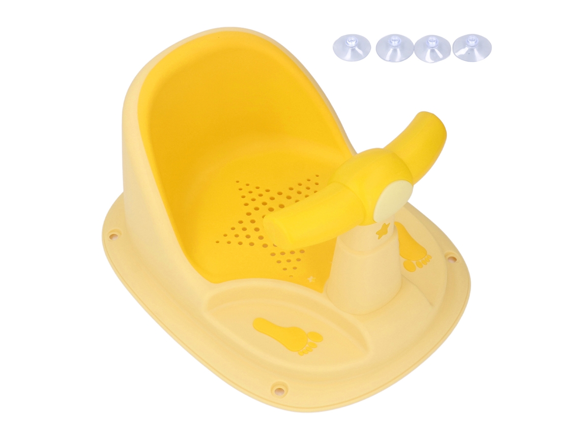 Mali assento de Banho para Bebê com Apoio Lumbar Ventosas Fortes Anti derrapante Amarelo