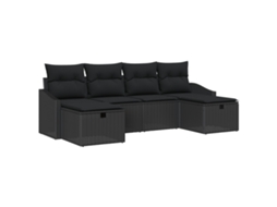 Conjunto 6 Móveis De Jardim Vidaxl Castanho Vime Pe (233 X 117 X 85 Cm)