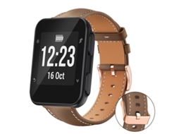 Bracelete para Garmin Forerunner 35 / 30 / 35j couro vegano preto com estampa de tubarão e fivela dourada XIAOMOYU