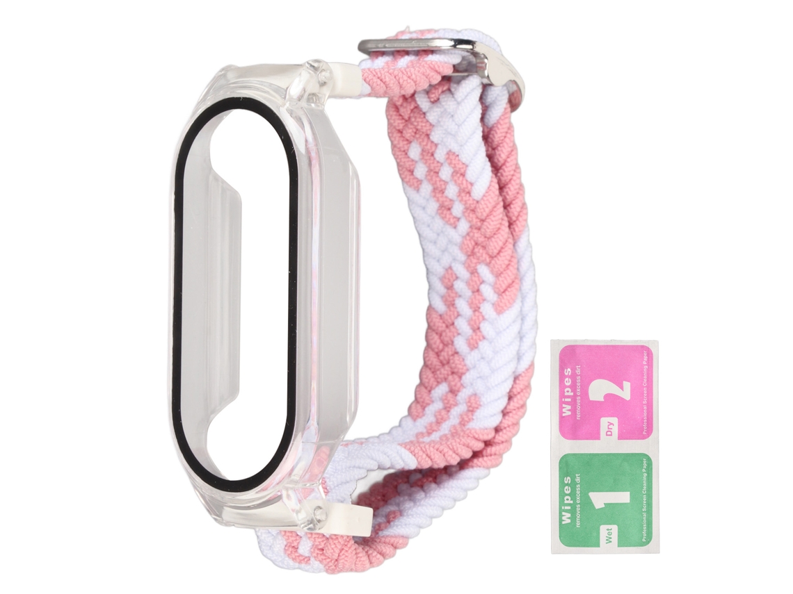 Pulseira de Náilon Trançada com Capa Protetora e Protetor de Tela para Mi Band 7