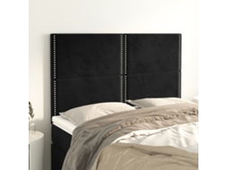 Vidaxl Cabeceira Preta 144x5x118/128 Cm Veludo