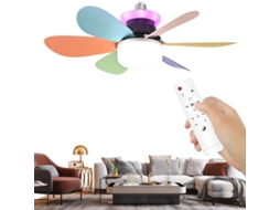 Ventilador De Teto Com Controle Remoto, Lâmpada Rgb Moderna, 3
