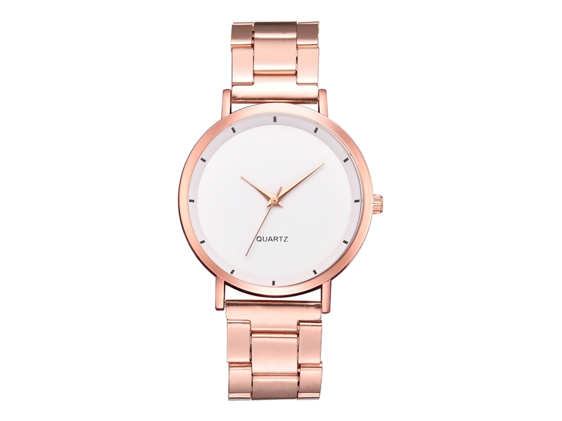 Relógio de Pulseira Feminino de Quartzo Estilo Simples com Cinto de Aço Cor Branco
