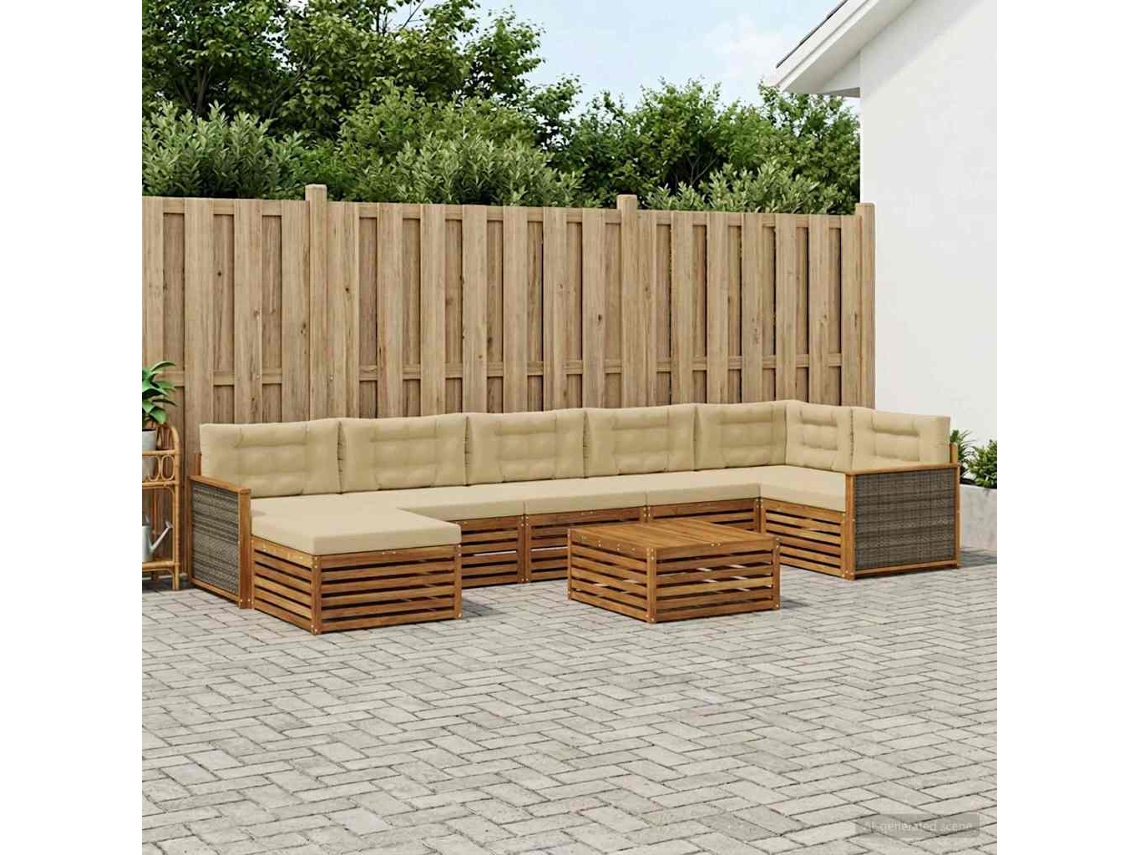 Vidaxl Conjunto De Sofás Para Exterior 8 Pcs Natural E Bege
