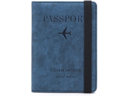 Porta-passaporte De Viagem, Cor Azul, Com Proteção Rfid, Compartimentos Para Cartões E Documentos