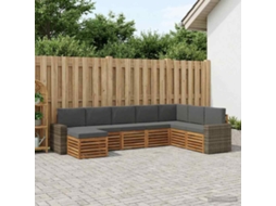 Vidaxl Conjunto De Sofás Para Exterior 8 Pcs Natural E Antracite