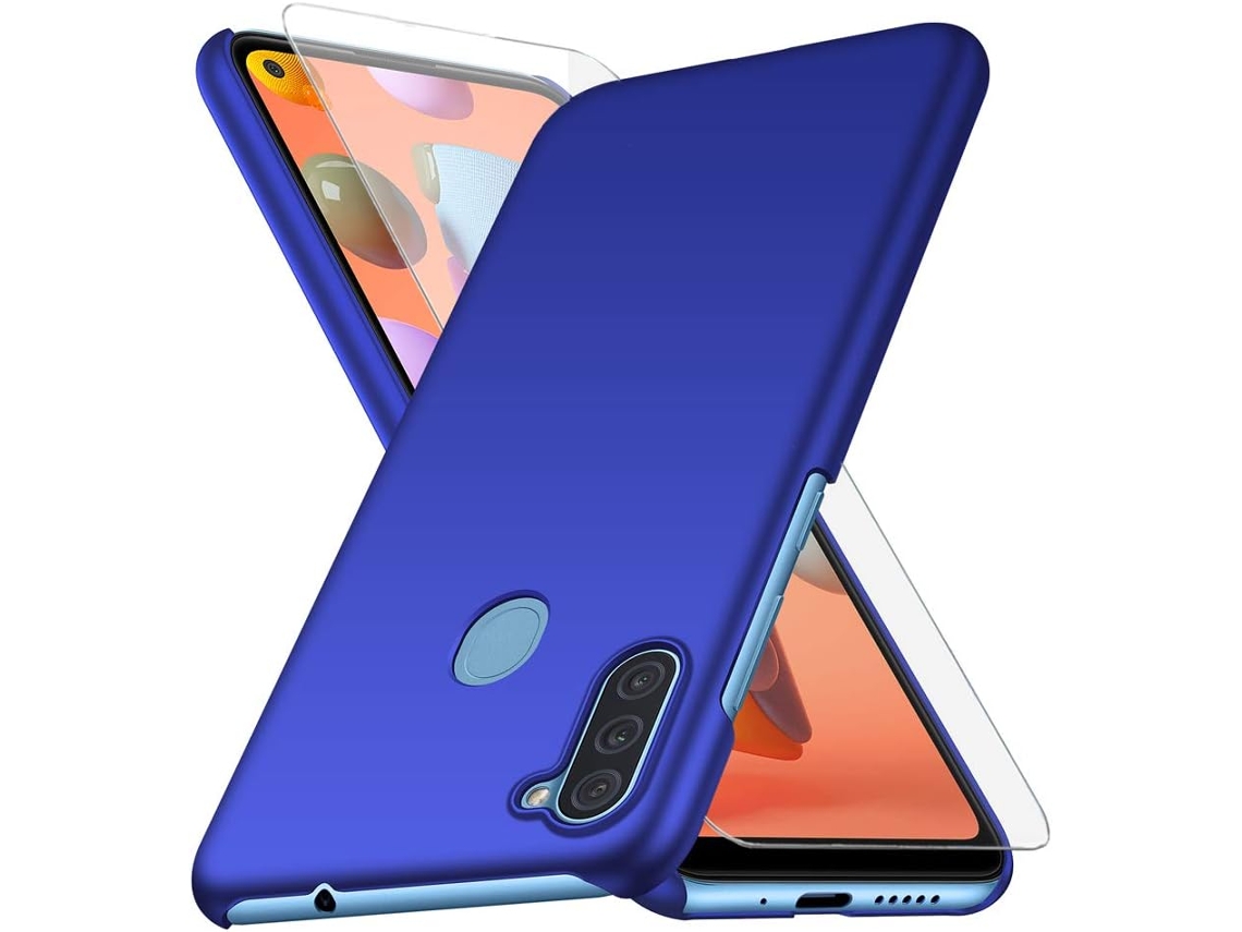 Película de Ecrã Dura Proteção para Samsung Galaxy A11 HONGWE. Vidro Temperado Azul