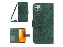 Capa De Couro Flip Com Estampa De Flor De Sol E Cordão Para Infinix Hot 10i / Smart 5 Pro
