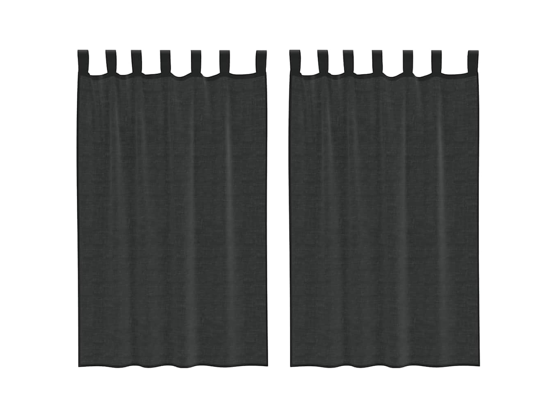 Cortinas de Voile com Aba 2 Pcs Preto MAISON EXCLUSIVE