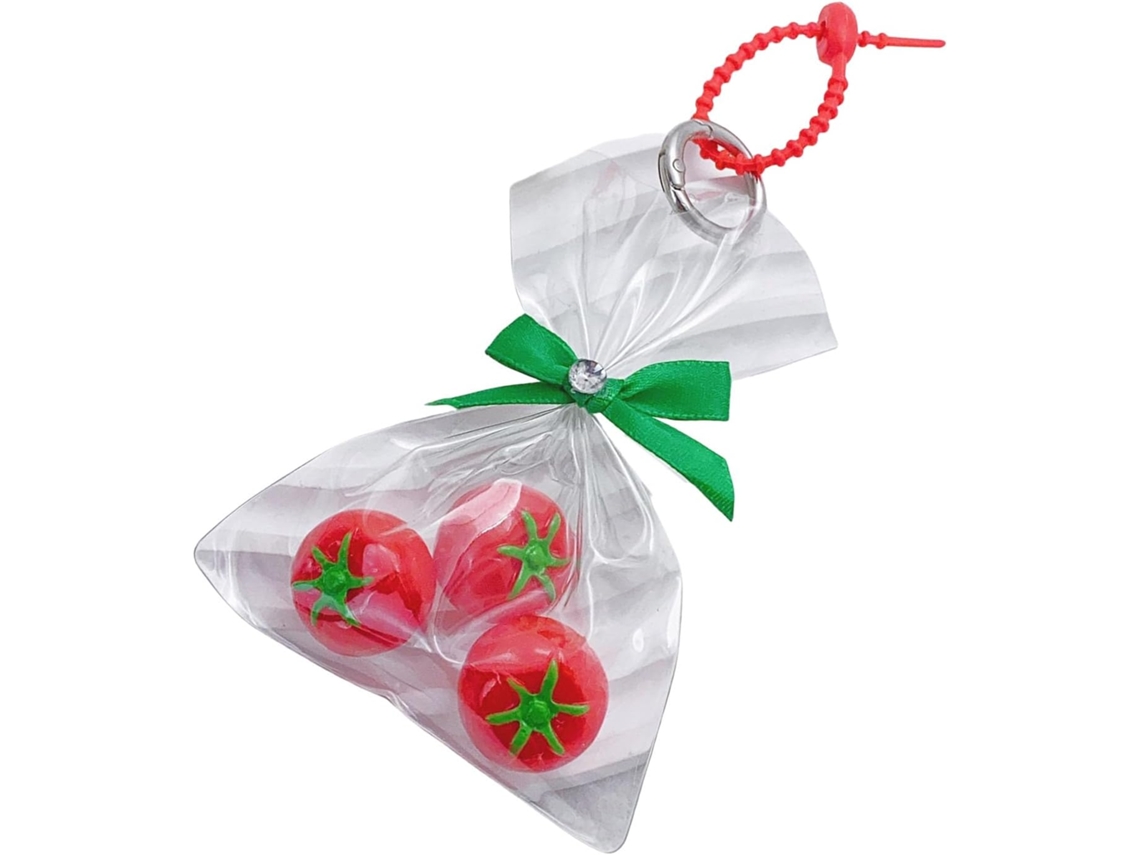 Chaveiro Em Formato De Tomate Com Folhas Verdes