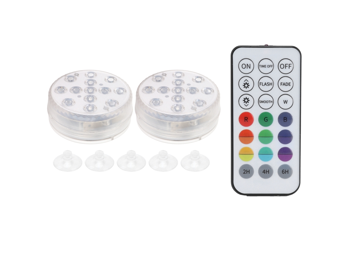 2026 2pcs Luz de Piscina Ip68 Lampara Submarina Rgb 16 Colores Con Control Remoto Rf para Acuario