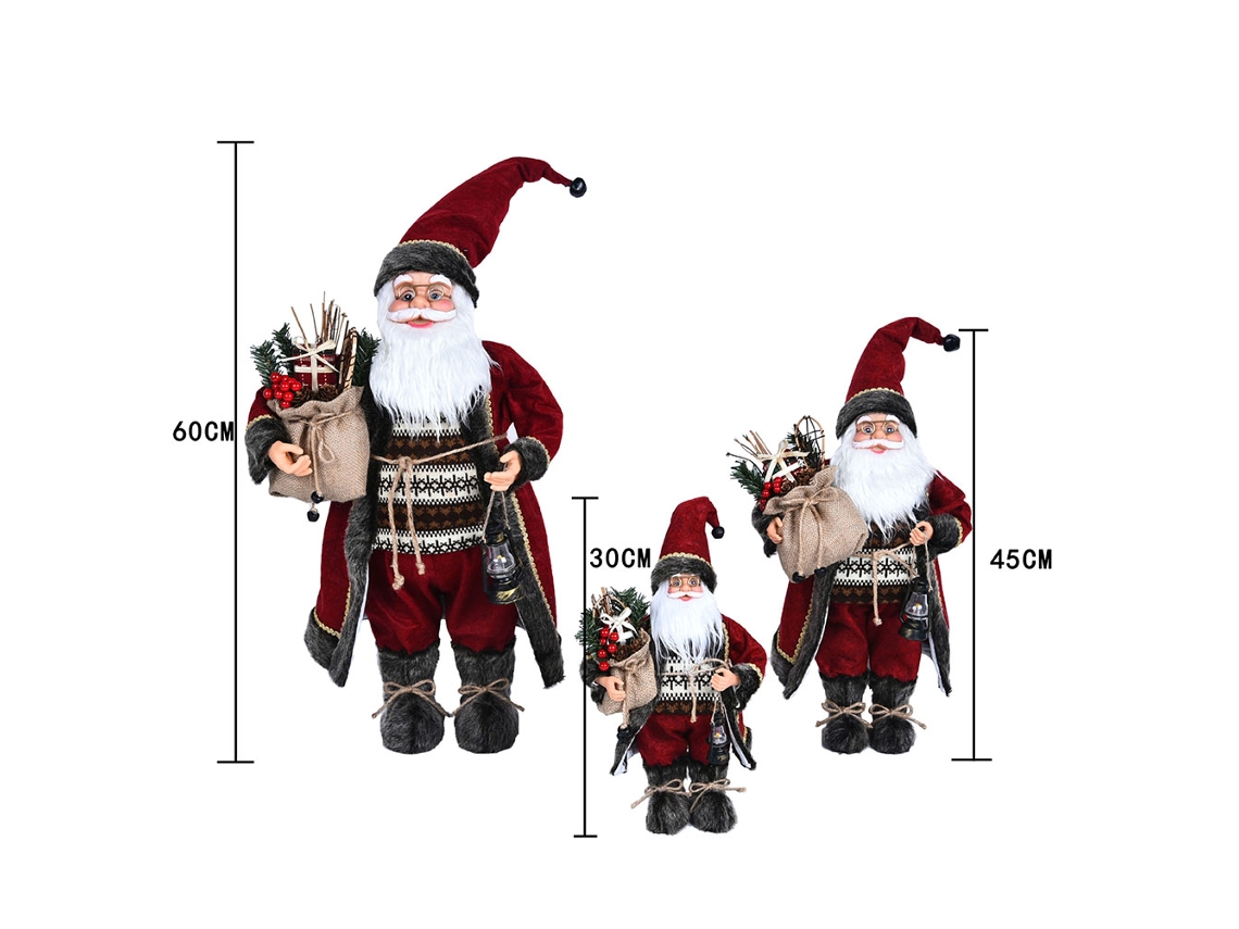 Boneca Papai Noel Com Túnica Vermelha Decorada