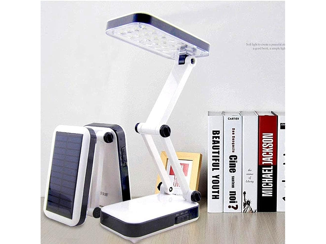 Luminária De Mesa Led Eonyuanguo, Luminária De Cabeceira Dobrável Para Leitura, 24 Leds Recarregáveis Por Energia Solar