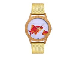 Reloj De Pulsera Unisex De Cuarzo Con Correa De Malla Patrón Animal Zhoulianfa Oro
