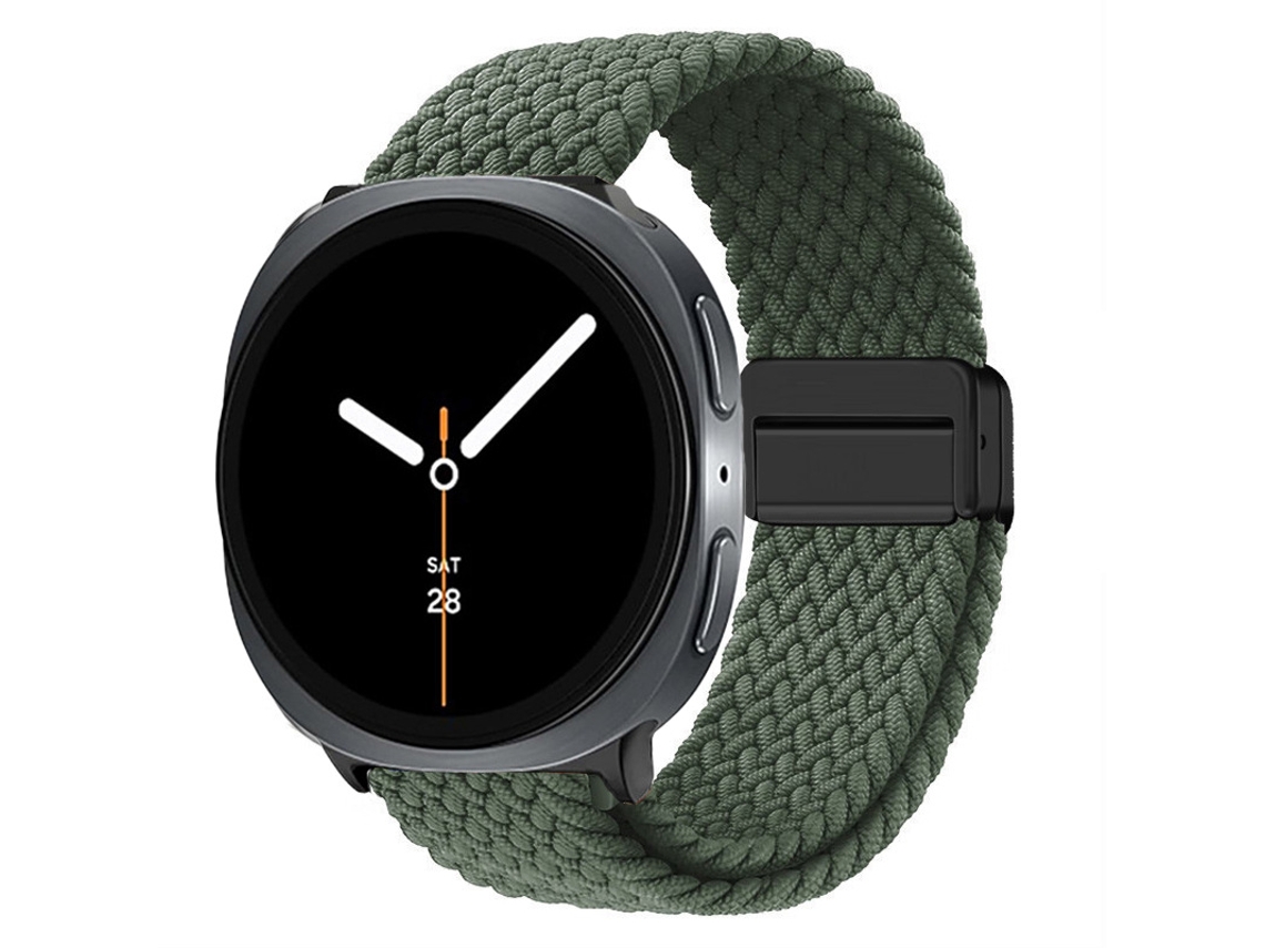 Pulseira Esportiva Elástica De Nylon Trançado Com Fecho Magnético Para Samsung Galaxy Watch8 Classic Verde Oliva Escuro