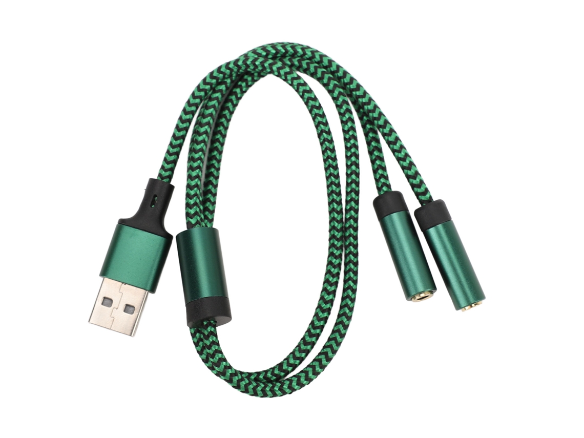Adaptador de Áudio USB estéreo com duas interfaces de 3,5mm EOOCOO