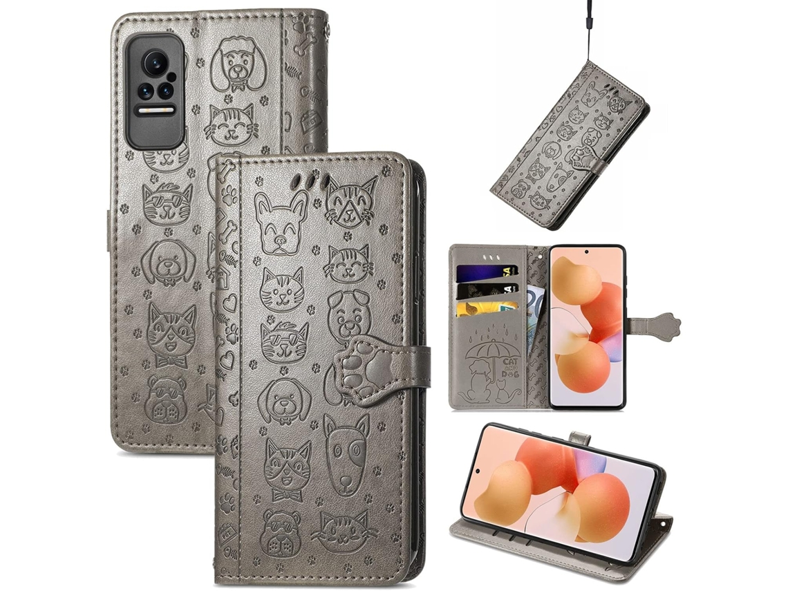 Capa Padrão Animado Cinza para Xiaomi Civi 5G HONGWE. Anti-Choque Multicor