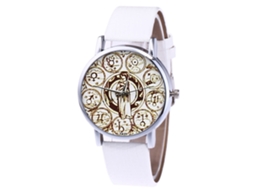 Relógio de Pulso Feminino Casual com Movimento de Quartzo e Pulseira Pu Branco