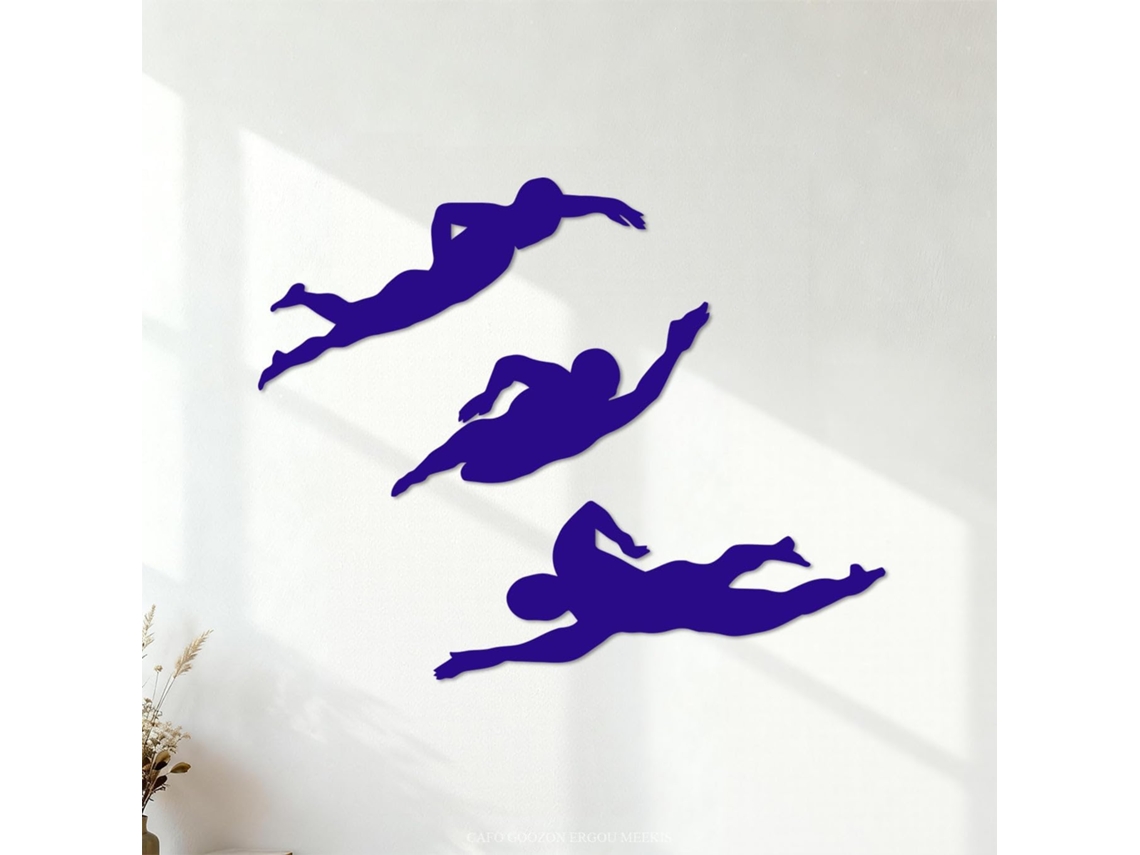 Adesivos Murais Em Pvc Nageur Nageant Dans L'eau De La Piscine Ação 68x85cm Modificação E Outras Informações Possíveis Azul Foncé