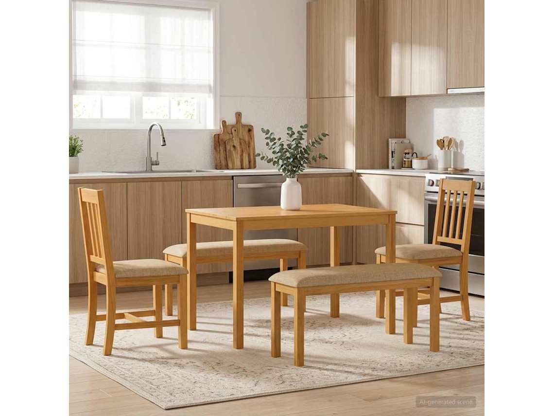 Vidaxl Conjunto De Sala De Jantar 5 Unid. Bege