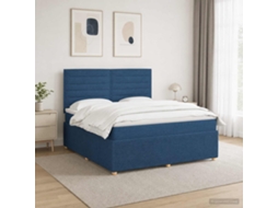 Vidaxl Cama Box Com Led E Colchão Azul 140 X 190 Cm Tecido