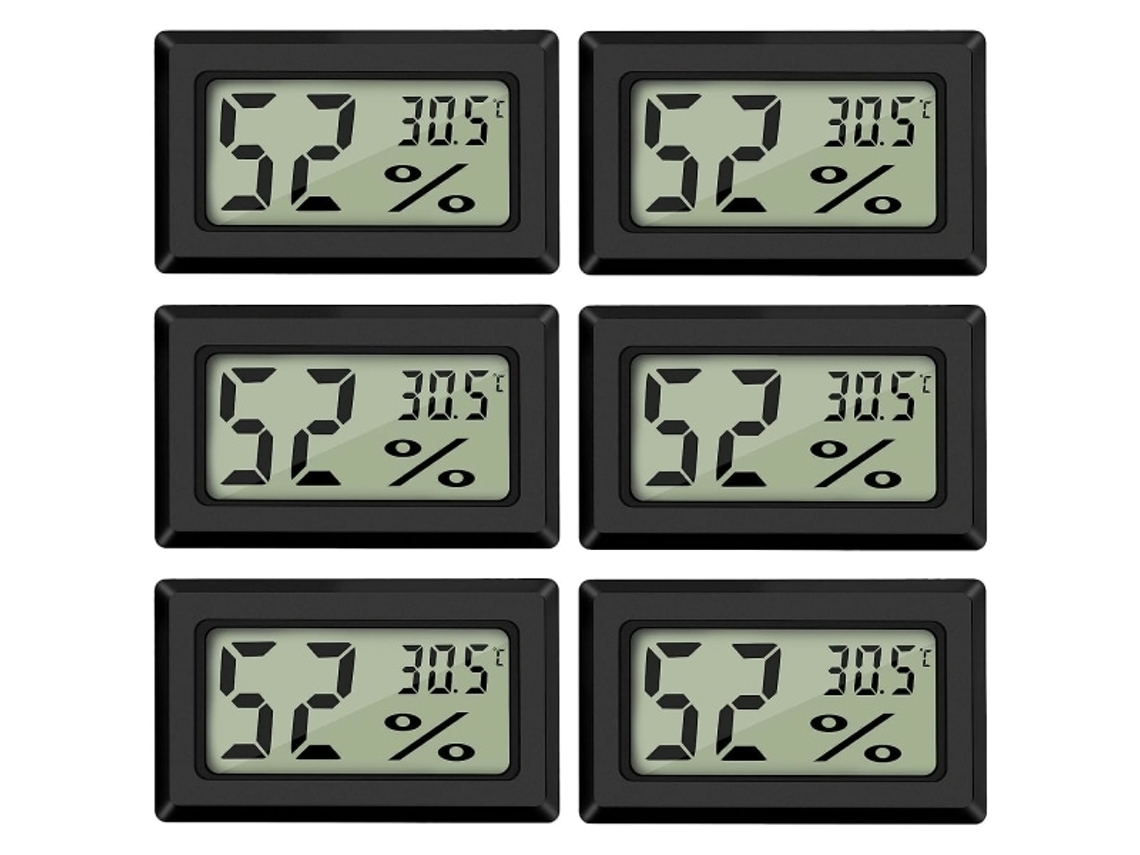 Mini Termômetro E Higrômetro Digital Com Sensor De Umidade, Preto (pacote 6) yde-aquaforge