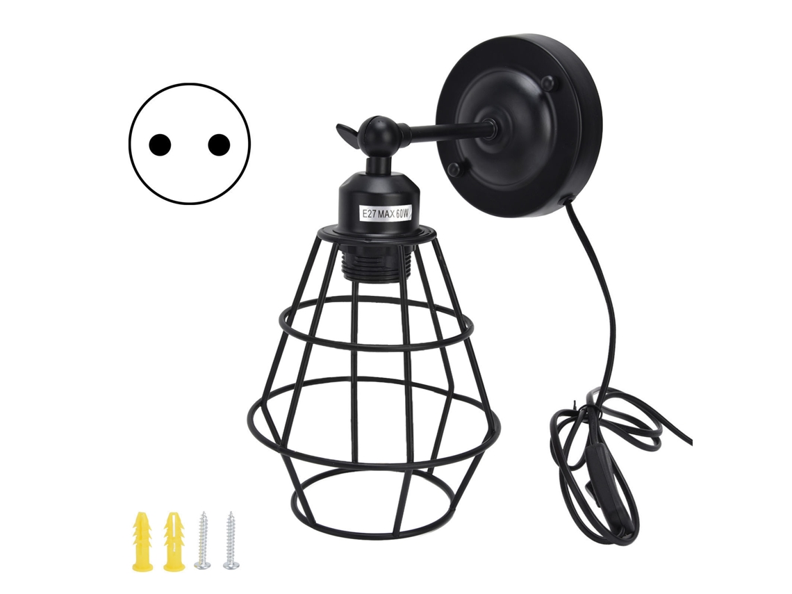 Lâmpada de Parede de ferro forjado preto retro industrial | S/MARCA