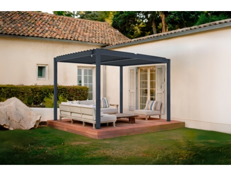 Pérgola Bioclimática Autoportante Piana 3x2,5m Em Alumínio Cinza