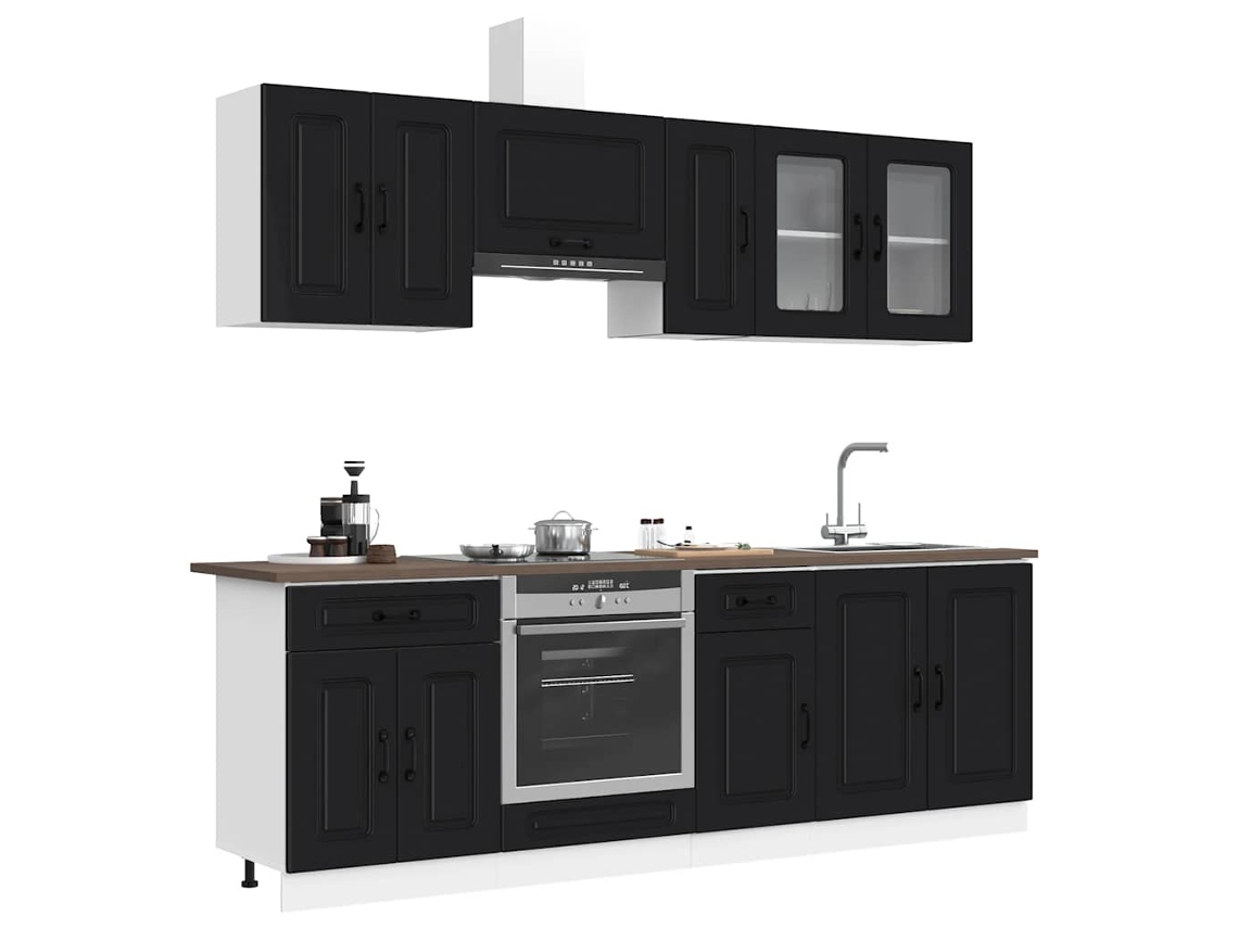 Vidaxl 8 Peças Armário De Cozinha Conjunto Kalmar Preto