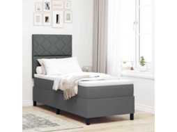 Vidaxl Cama Box Com Fitas Led Cinzento Escuro 80 X 200 Cm Tecido