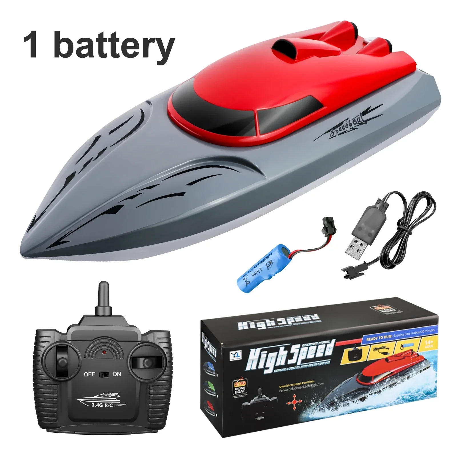 Lancha de Corrida com Controle Remoto, 20 Km/h, com Dois Motores, Ideal para Piscinas e Lagos. MDUG (vermelho)