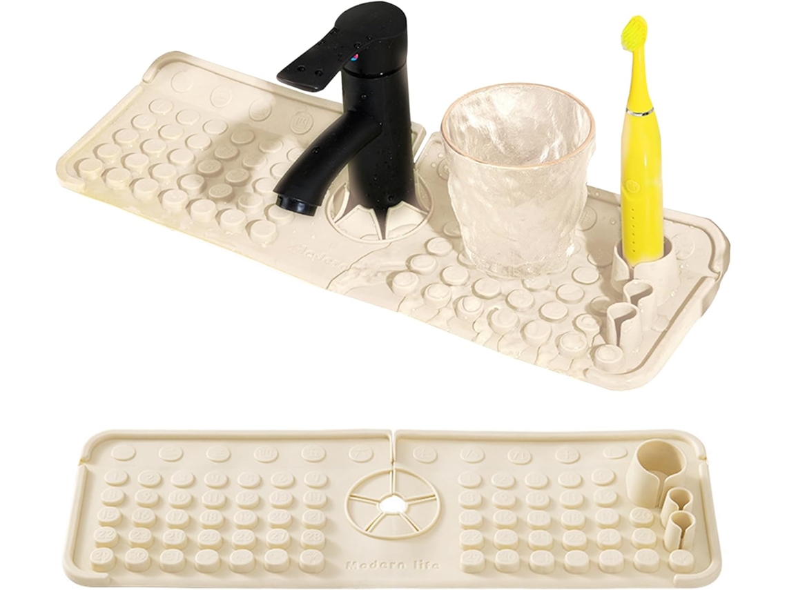 Tapete De Silicone Para Escorredor Pratos Com Base Organizadora, Acessório Torneira, Protege A Louça Durante Secagem.