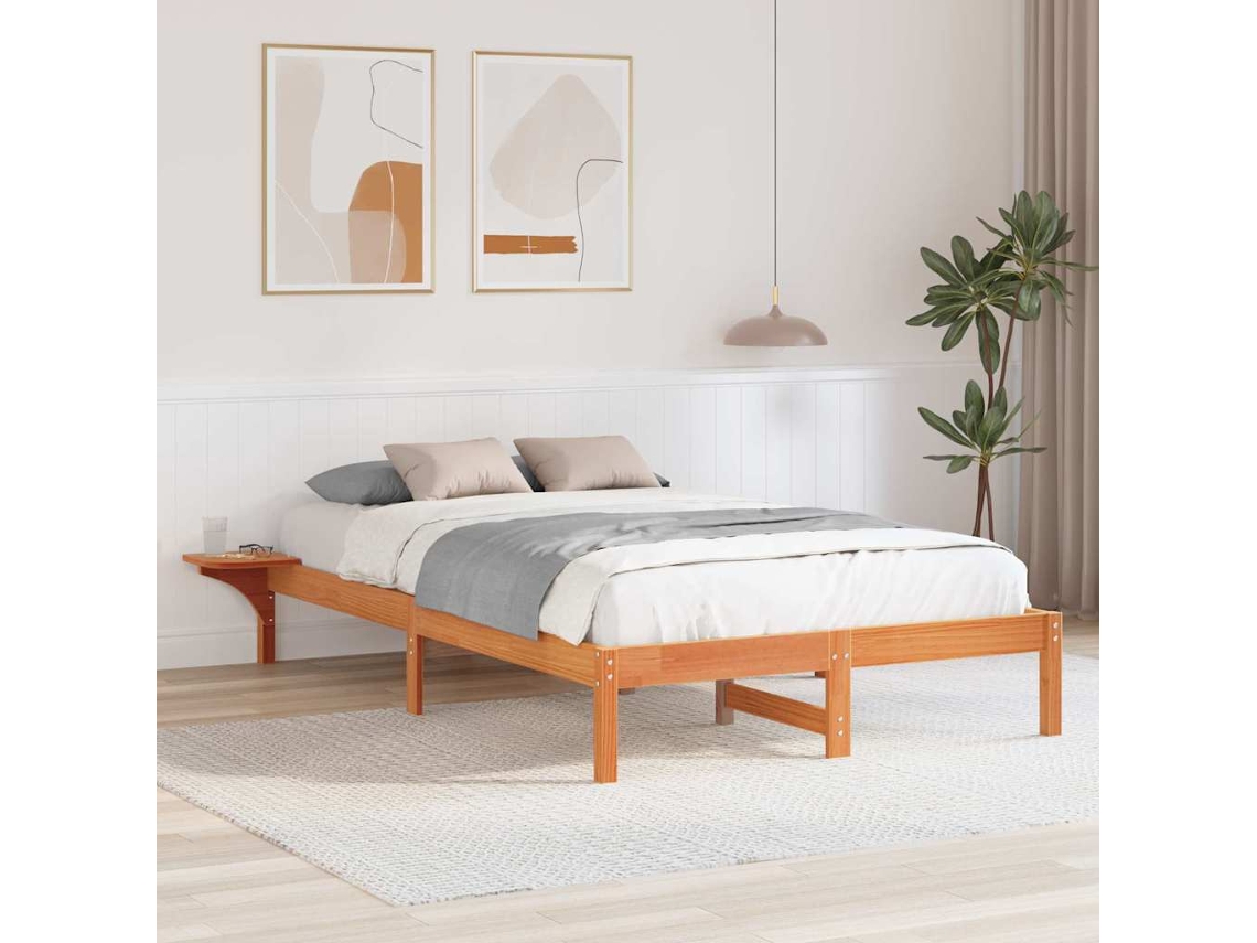 Vidaxl Estrutura Da Cama Marrom Cera 120 X 200 Cm