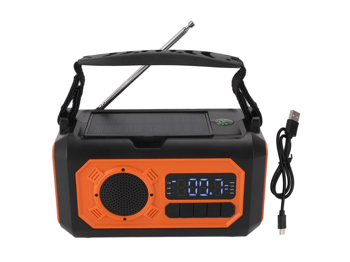 Rádio meteorológico de emergência 12000mAh EOOCOO, solar, manivela