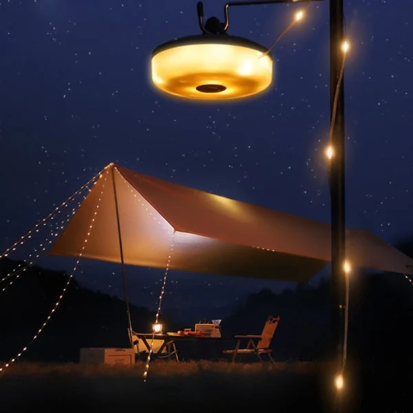 Lanterna De Acampamento Led 2 Em 1 E Luz De Corda À Prova Dágua, Portátil, Adequada Para Uso Externo, Quente 10 M Aquaforge