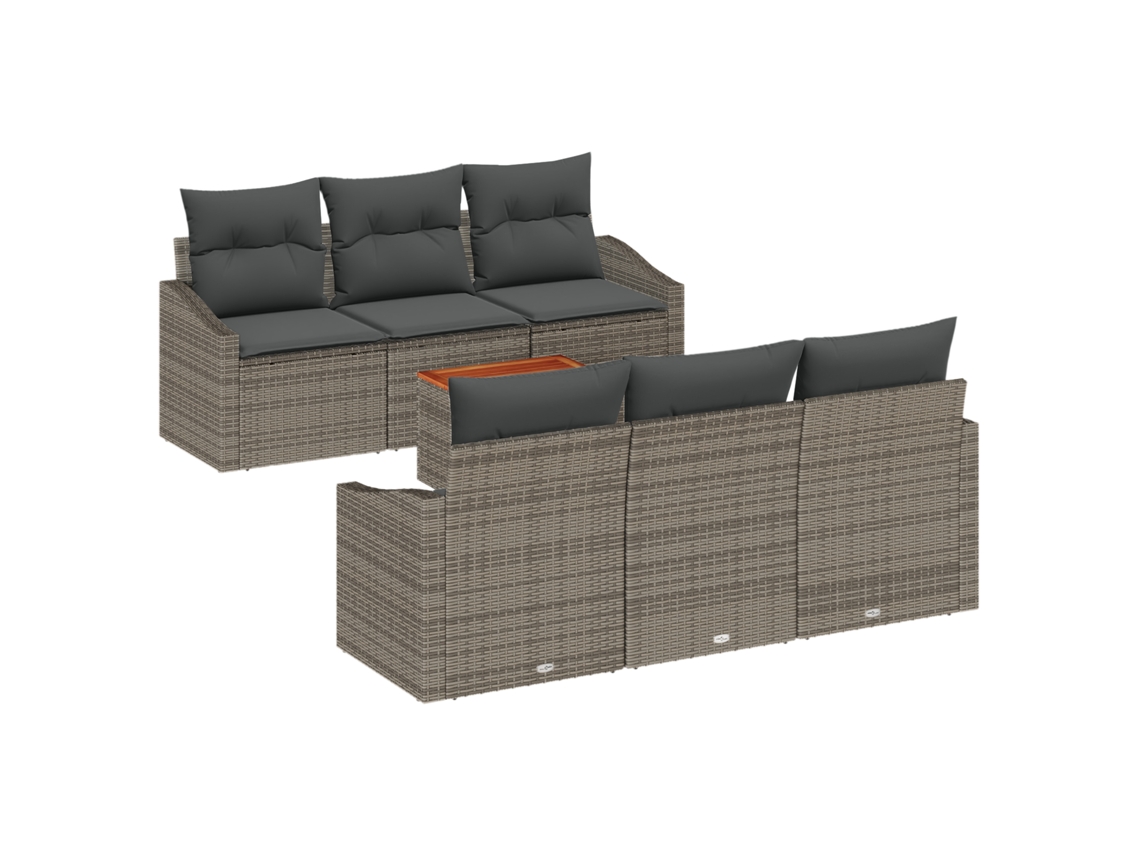 Conjunto 7 Conjunto De Sofá De Jardim Vidaxl Cinzento Vime Pe (55 X 55 X 37 Cm)