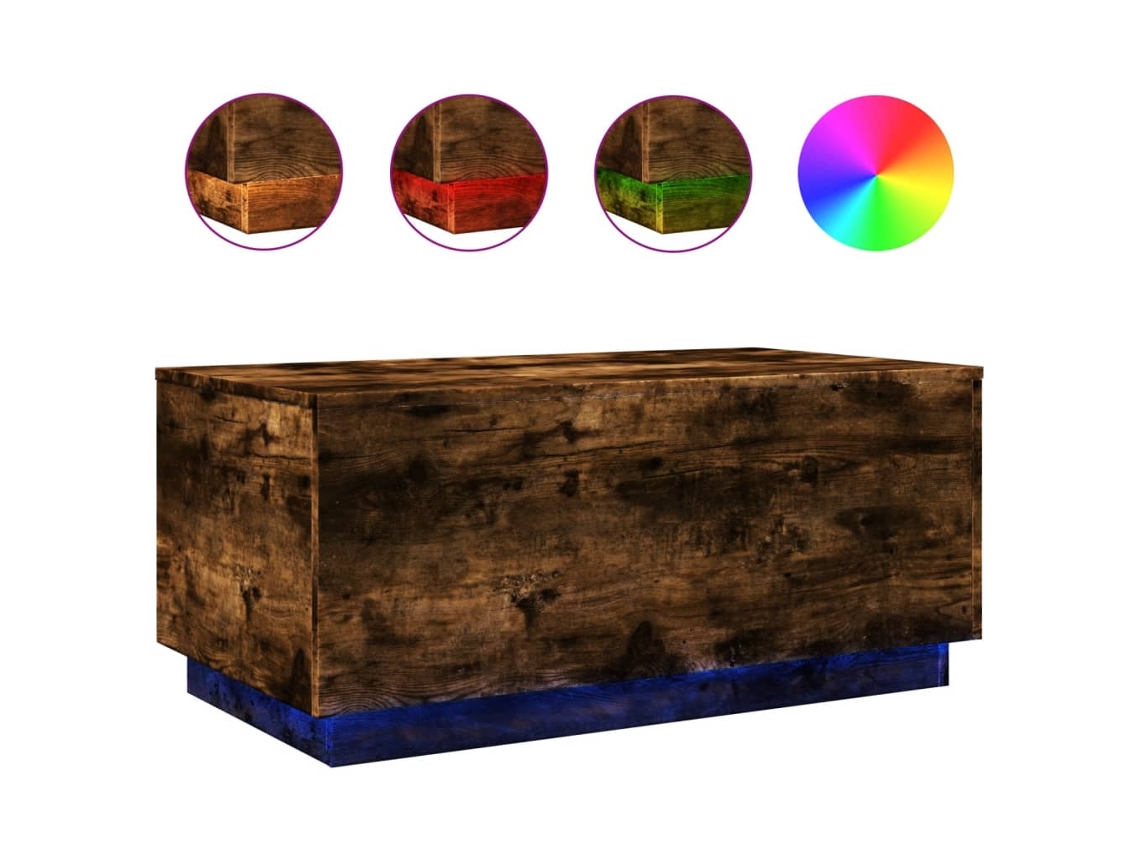 Mesa de Centro com Luzes Led Carvalho Fumado MAISON EXCLUSIVE (90x50x40 cm)