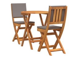 Conjunto 3 Conjunto Bistro Vidaxl Castanho Madeira De Acácia Maciça (60 X 60 X 72 Cm)