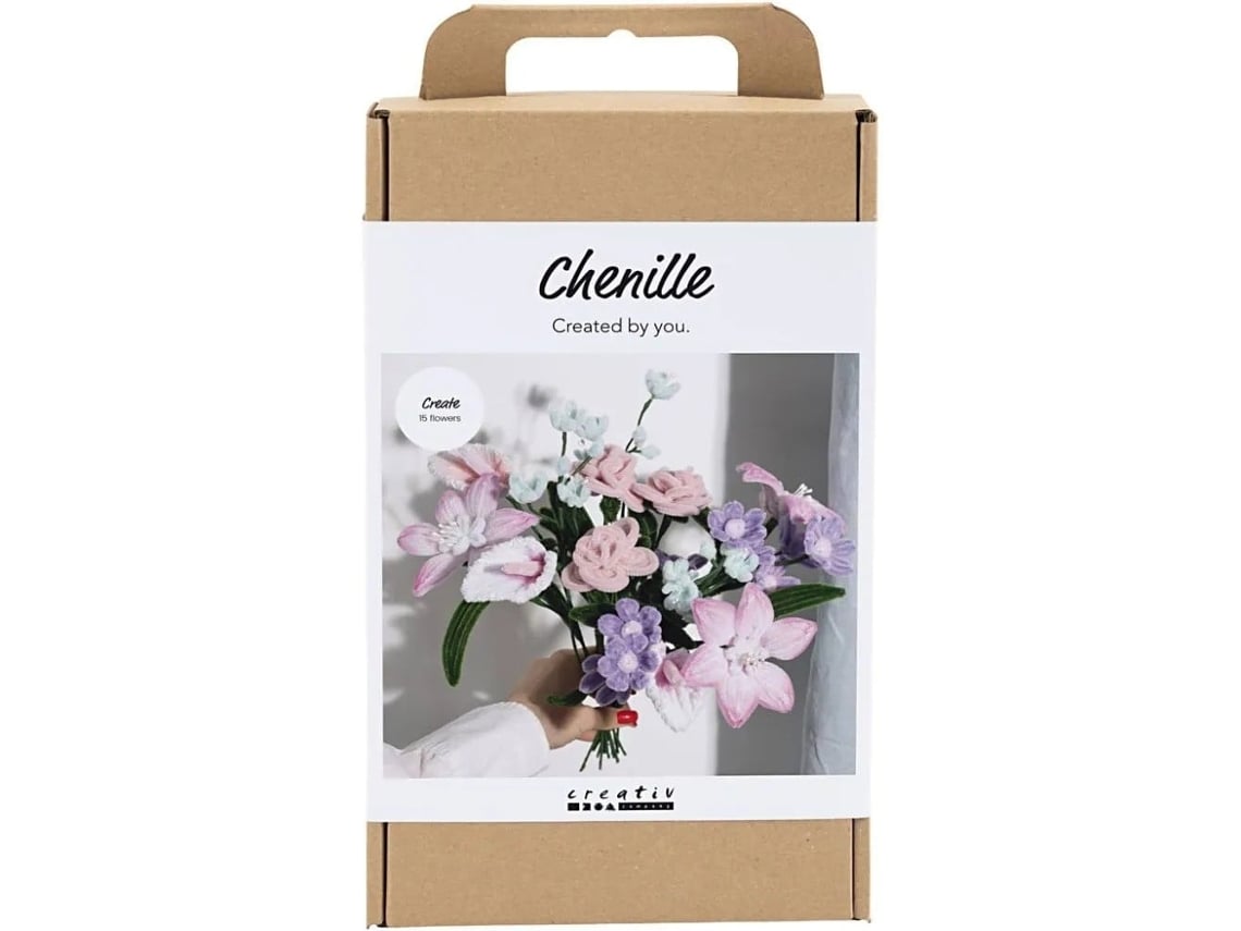 Conjunto De Artesanato Da Creativ Company Com Flores, Arame De Chenille E Cores Pastel.