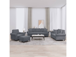 Vidaxl 4 Pcs Conjunto De Sofás Com Almofadas Veludo Cinzento-escuro