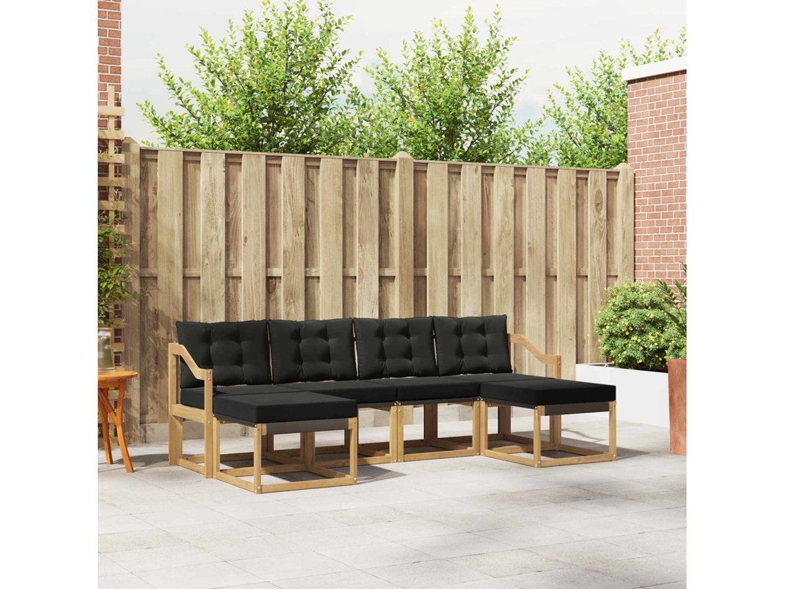 Vidaxl Conjunto De Sofás Para Exterior 6 Unid. Branco E Preto