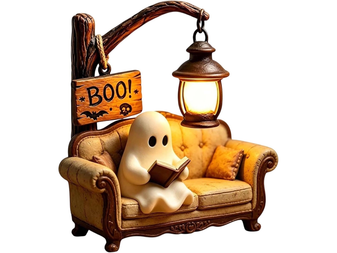 Luminária LED decorativa de fantasma para o Halloween: Lendo um livro.