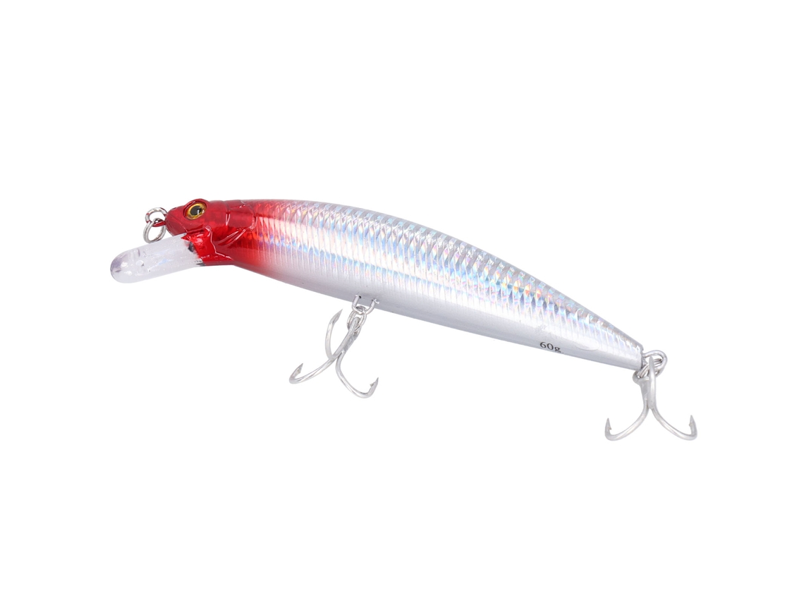 Isca Artificial de Pesca Marítima 60g Cabeça Vermelha Corpo Branco