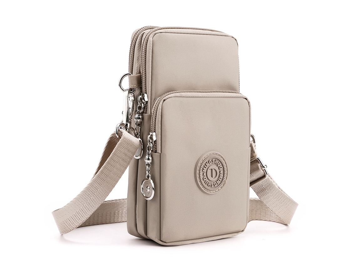 Bolsa Tiracolo Feminina - Bolsa Para Telemóvel - Com Alça Crossbody - Tecido Oxford - Caqui